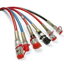 A group of different colored cables with red, blue and black wires.