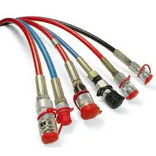 A group of different colored cables with red, blue and black wires.